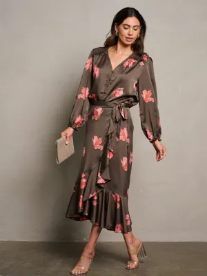 WOMEN'S LONG SLEEVE BLOUSE & MAXI SKIRT FLORAL 2PC.SET