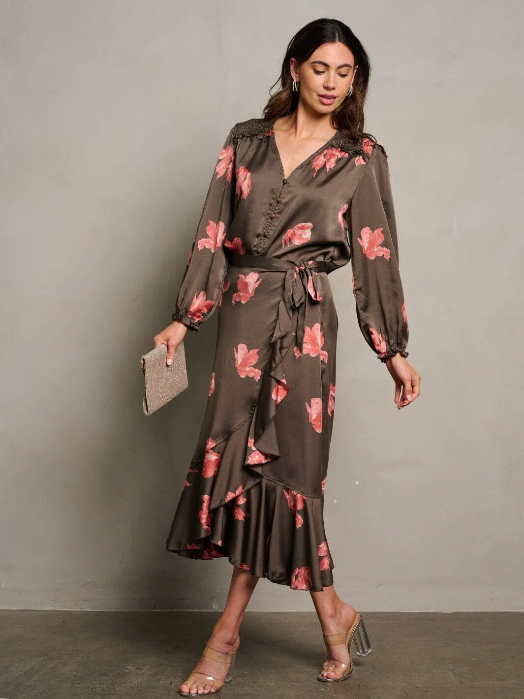 WOMEN'S LONG SLEEVE BLOUSE & MAXI SKIRT FLORAL 2PC.SET