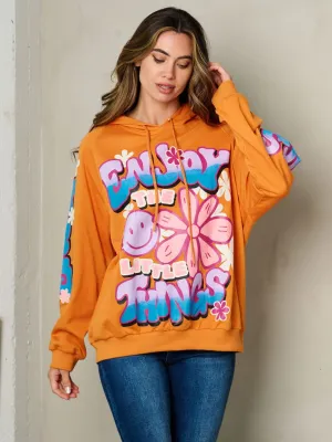 WOMEN'S LONG SLEEVE HOODED GRAPHIC SWEATER