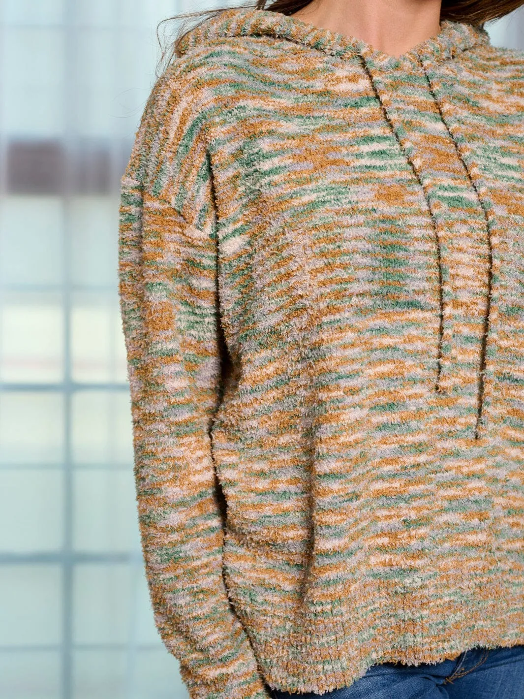 WOMEN'S LONG SLEEVE HOODED MULTI PULLOVER SWEATER