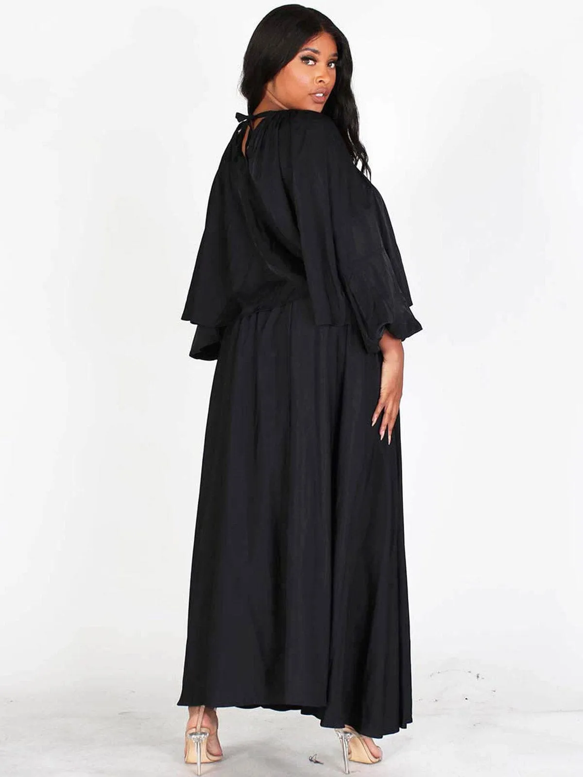 WOMEN'S LONG SLEEVES TOP & MAXI SKIRT SOLID 2PC. SET