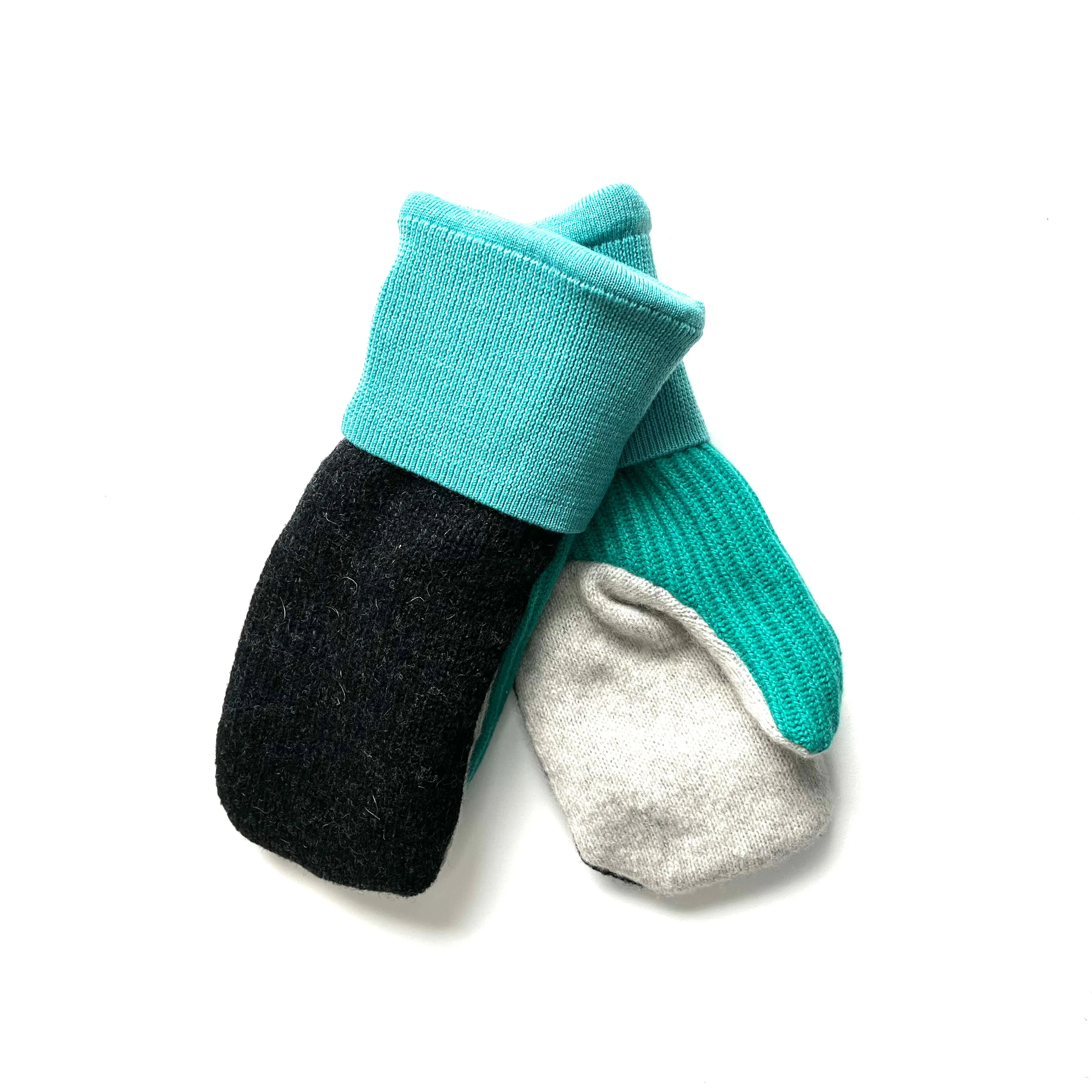 Women's Mittens - Black & Teal - 1282 M/L