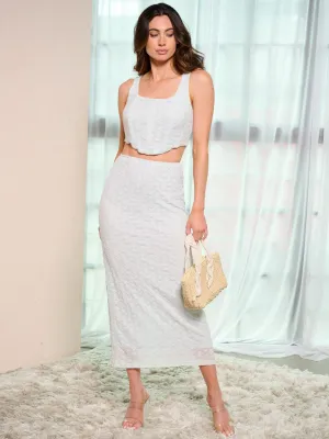 WOMEN'S OPEN BACK CROP TOP & MAXI SKIRT DETAILED 2PC. SET