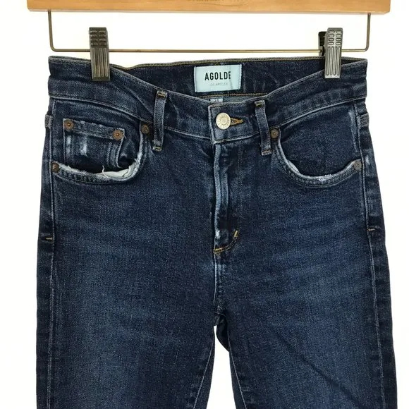 Womens Size 24 24x28 AGOLDE Blue Sophie Mid Rise Skinny Ankle Jeans