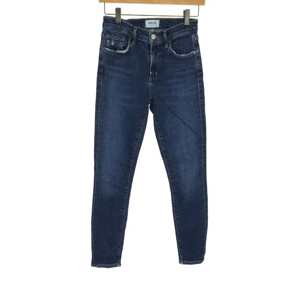 Womens Size 24 24x28 AGOLDE Blue Sophie Mid Rise Skinny Ankle Jeans