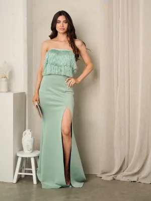 WOMEN'S SLEEVELESS CROP TOP & MAXI SKIRT 2PC. SET
