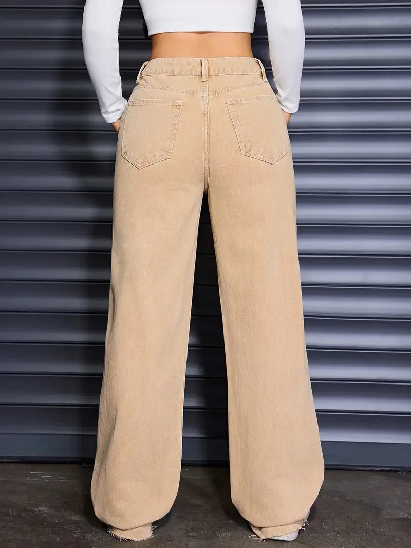 Women's Vintage Straight Leg Jeans | Mid-Waist & Tummy Control
