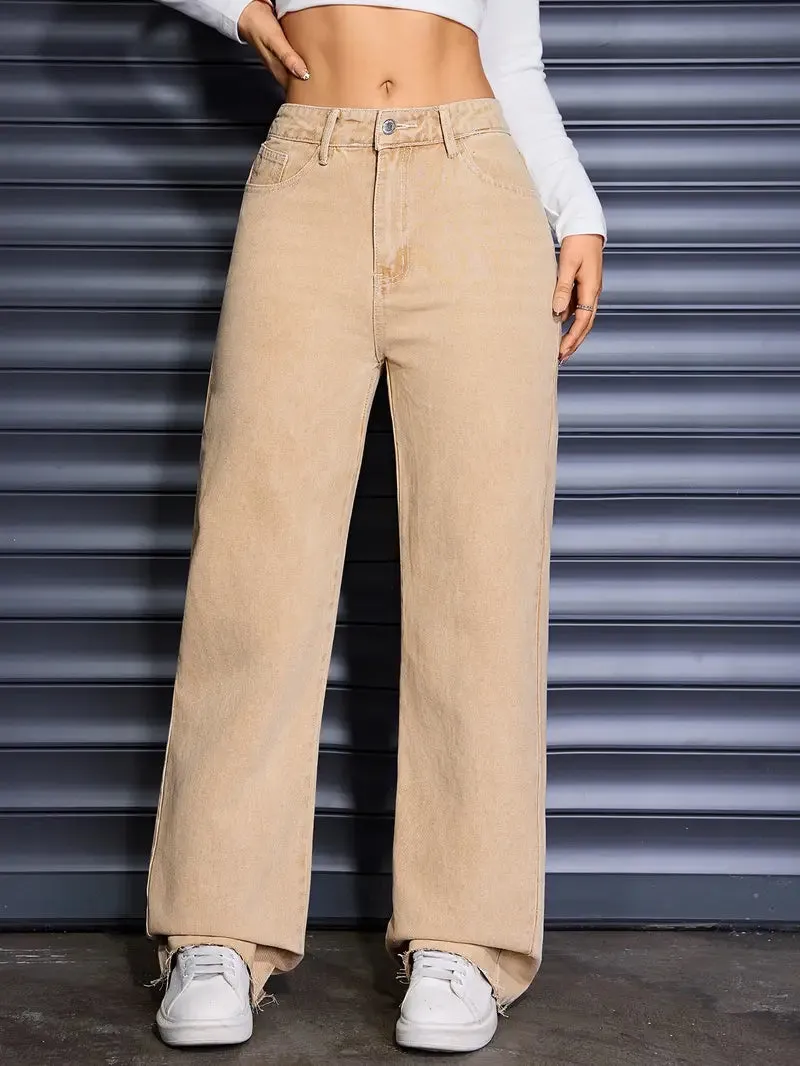 Women's Vintage Straight Leg Jeans | Mid-Waist & Tummy Control