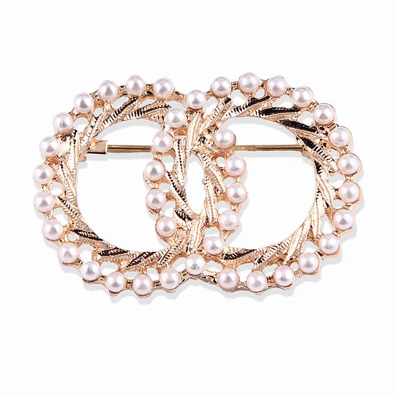 XSB032 - Double Ring Pearl Brooch