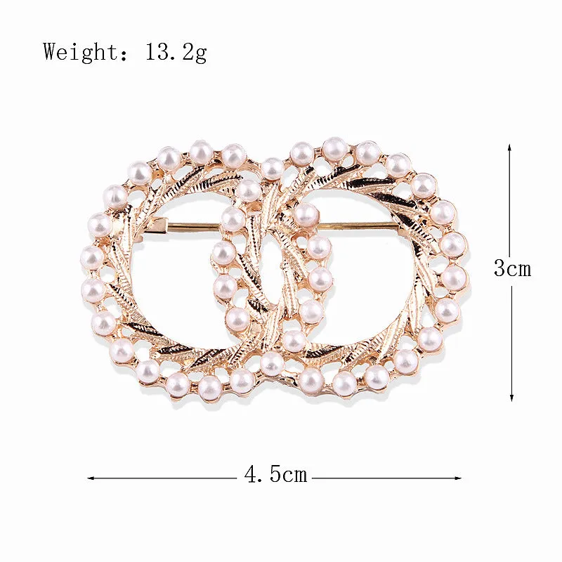 XSB032 - Double Ring Pearl Brooch