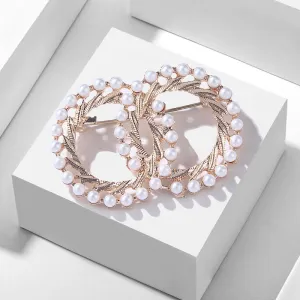 XSB032 - Double Ring Pearl Brooch
