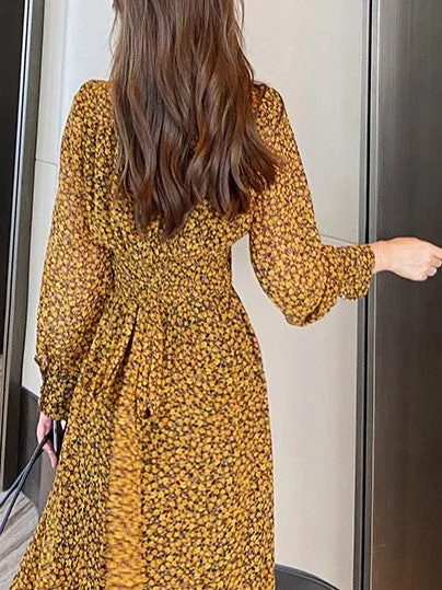 Yellow Maxi Dress With Waist Smocking