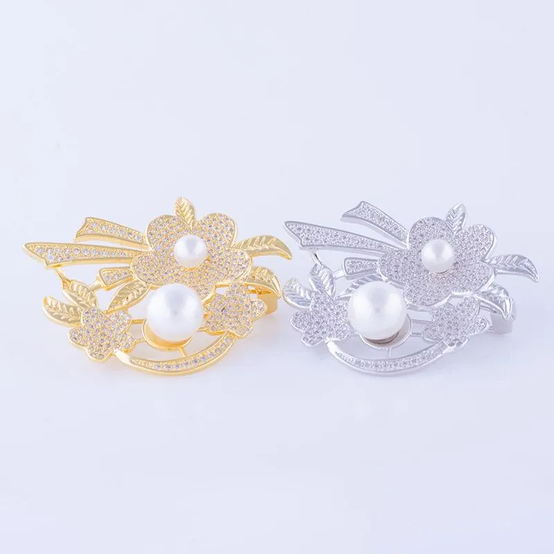 YGP Pearl Flower Brooch or Saree Pin