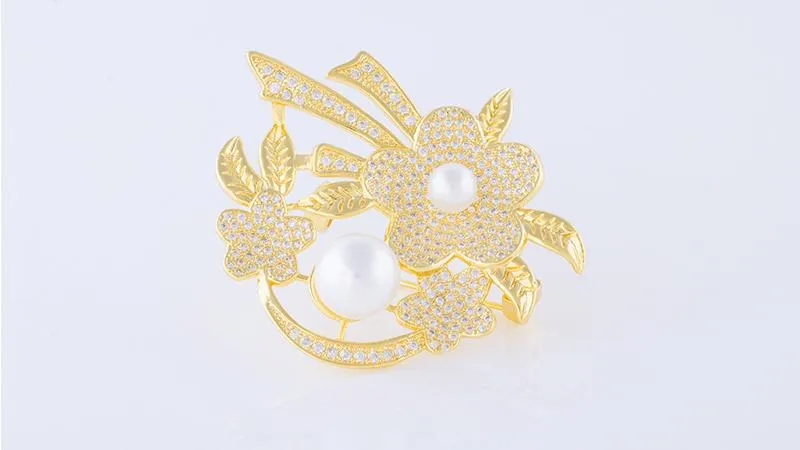 YGP Pearl Flower Brooch or Saree Pin