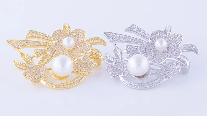 YGP Pearl Flower Brooch or Saree Pin