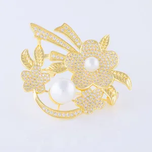 YGP Pearl Flower Brooch or Saree Pin