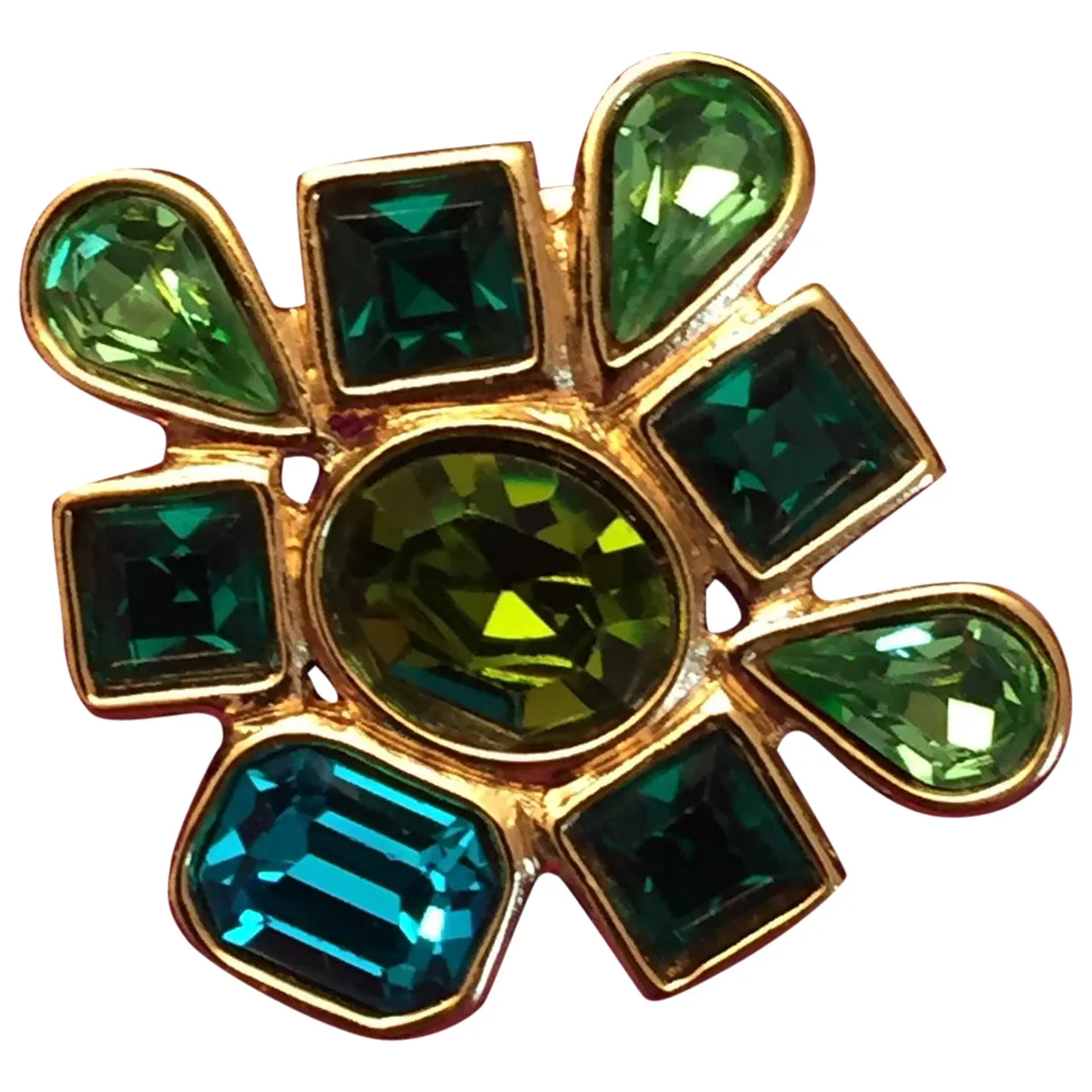 Yves Saint Laurent green metal pins & brooches
