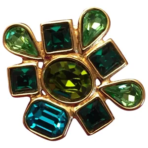 Yves Saint Laurent green metal pins & brooches