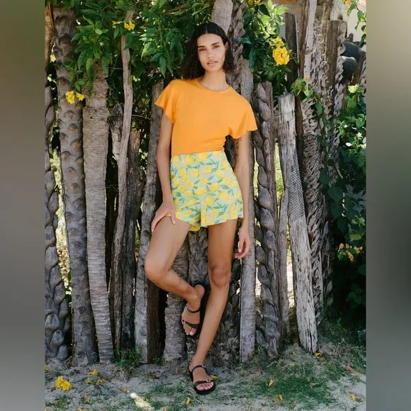 ZARA BLOGGERS’ FAVORITE LEMON 🍋 PRINTED LINEN BLEND SHORTS