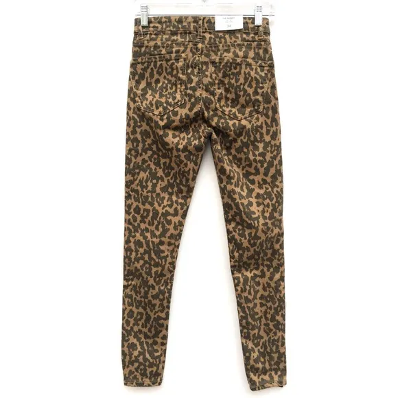 Zara Leopard Velvet Trim Stretch Skinny Jeans NEW