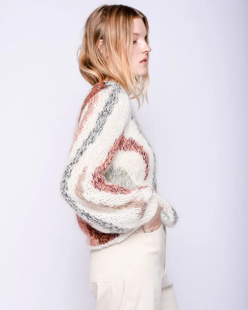Zebra mohair Pullover in multicolor creme